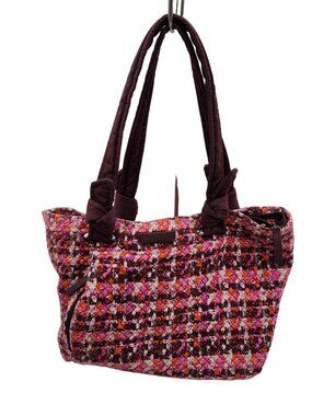 Vera Bradley Hadley East West Tote Houndstooth Pink / Brown Barbie core